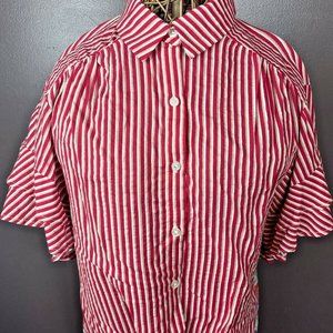 NWT Umgee red and white button down top with ruffl
